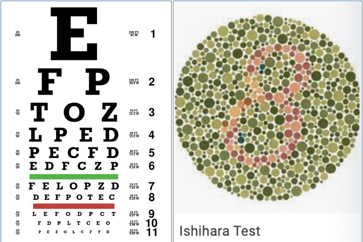 visual acuity & ishihara chart